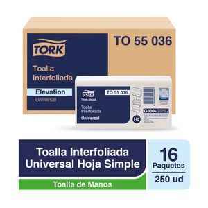 Toalla Interfoliada Tork - 16 Paquetes de 250 Hojas c/u por Caja