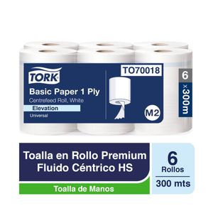 Toalla de Fluido Céntrico Tork Centerfeed Hoja Simple 6 Rollos de 300 Metros