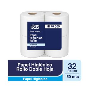 Papel Higiénico Tork 50M Doble Hoja Premium - 8 Paquetes x 4 Rollos